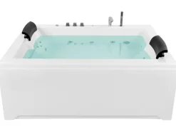 Hjørne-boblebad med LED SALAMANCA 183 x 142 cm Hvid