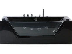 Hjørne-boblebad med LED SAMANA 174 x 79 cm Sort