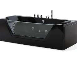 Hjørne-boblebad med LED SAMANA 174 x 79 cm Sort