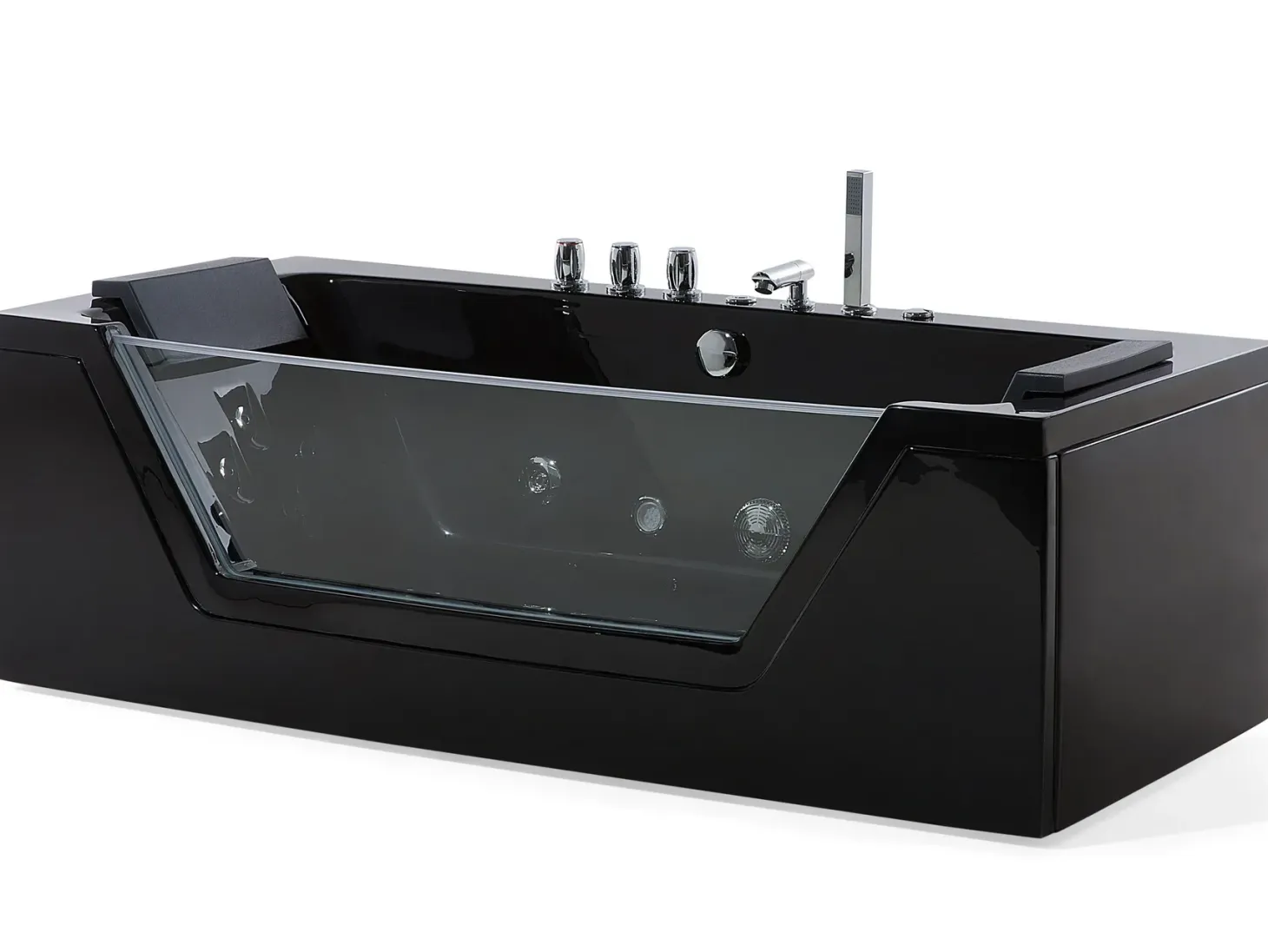 Hjørne-boblebad med LED SAMANA 174 x 79 cm Sort