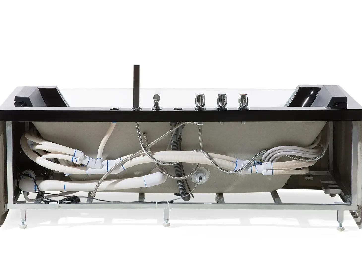 Hjørne-boblebad med LED SAMANA 174 x 79 cm Sort