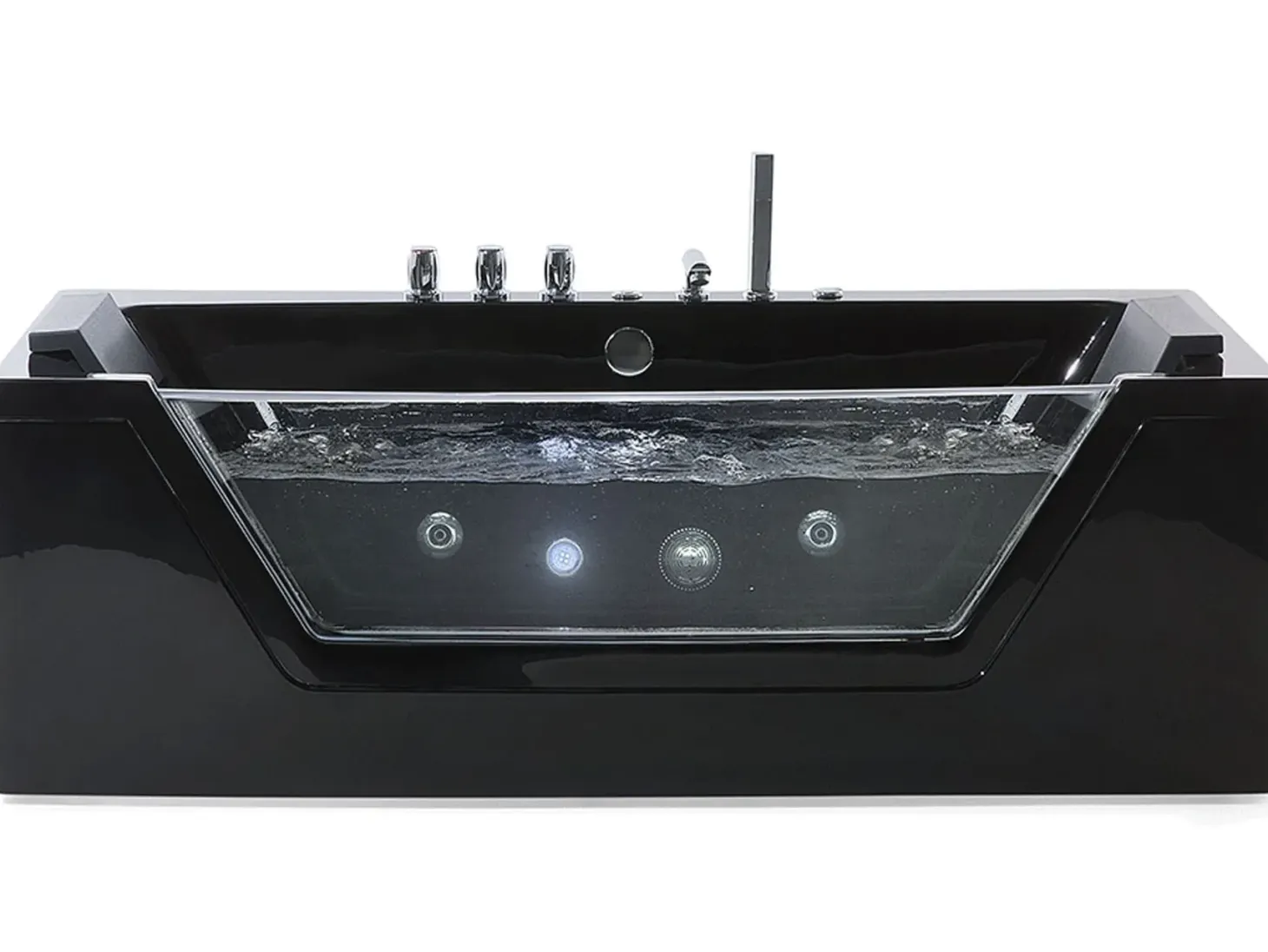 Hjørne-boblebad med LED SAMANA 174 x 79 cm Sort