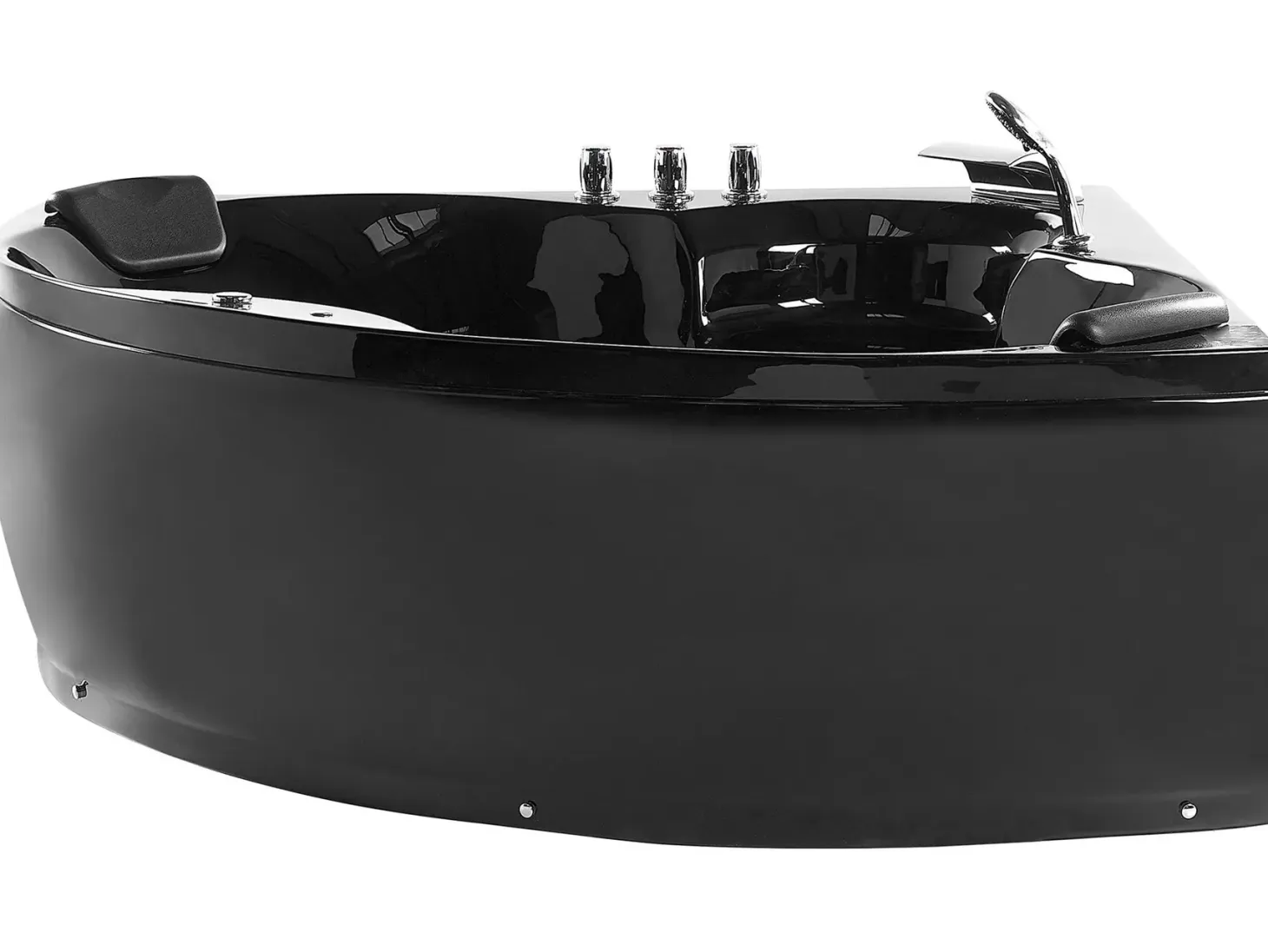 Hjørne-boblebad med LED SENADO 205 x 150 cm Sort
