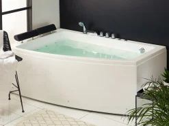Hjørne-boblebad med LED SERRANA Højrevendt 182 x 121 cm Hvid