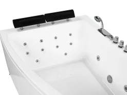 Hjørne-boblebad med LED SERRANA Højrevendt 182 x 121 cm Hvid