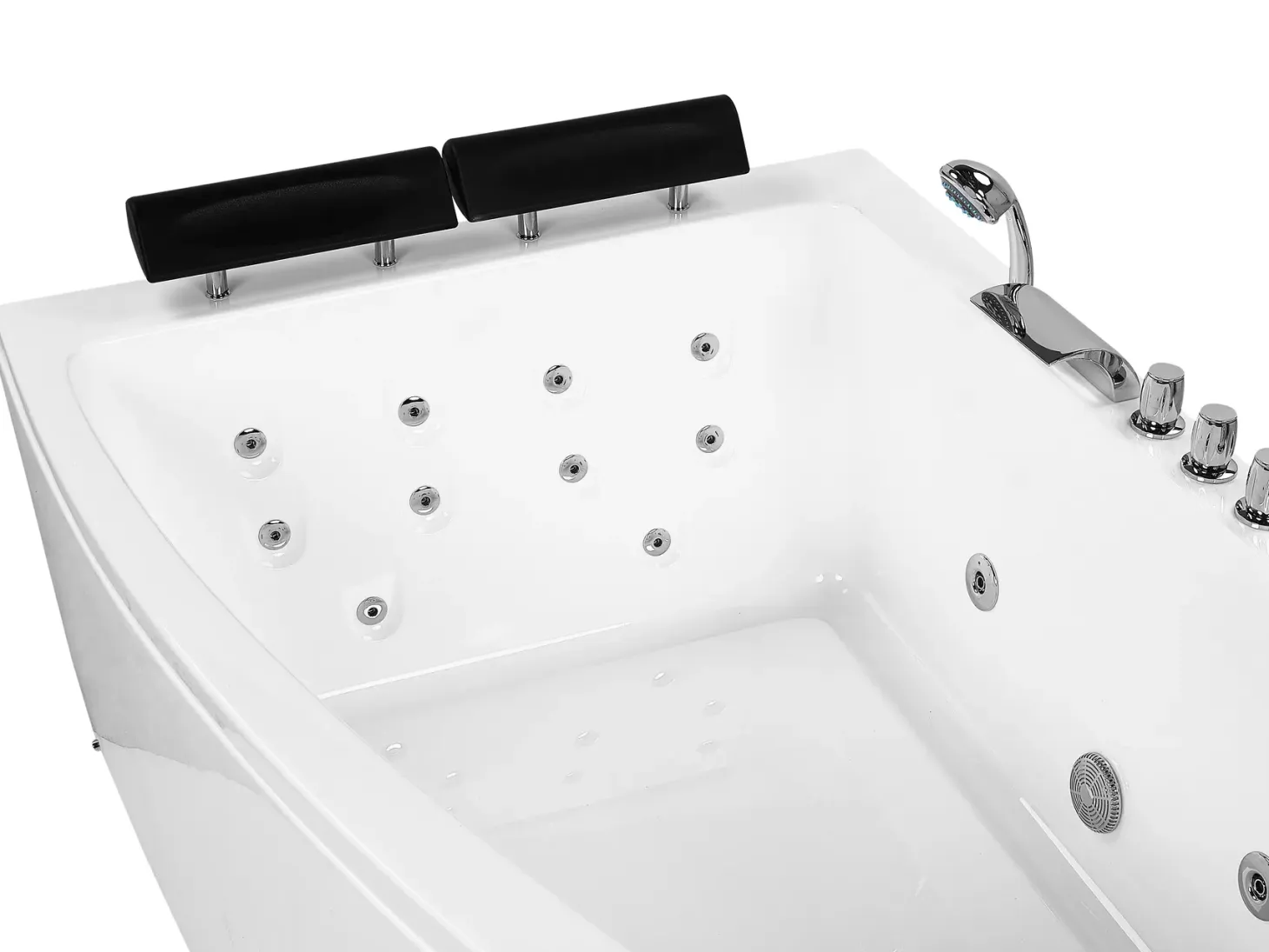 Hjørne-boblebad med LED SERRANA Højrevendt 182 x 121 cm Hvid