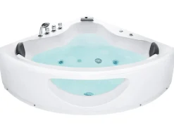 Hjørne-boblebad med LED TOCOA 205 x 146 cm Hvid