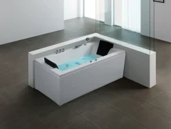 Hjørne-boblebad med LED VARADERO Venstrevendt 183 x 90 cm Hvid
