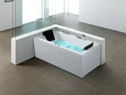 Hjørne-boblebad med LED VARADERO Højrevendt 183 x 90 cm Hvid