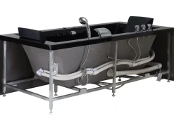 Hjørne-boblebad med LED VARADERO Venstrevendt 183 x 90 cm Sort