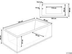 Hjørne-boblebad med LED VARADERO Venstrevendt 183 x 90 cm Sort