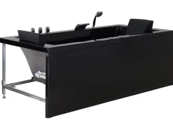 Hjørne-boblebad med LED VARADERO Højrevendt 183 x 90 cm Sort