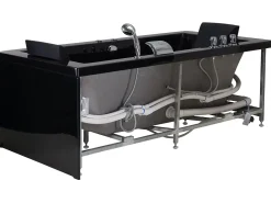 Hjørne-boblebad med LED VARADERO Højrevendt 183 x 90 cm Sort