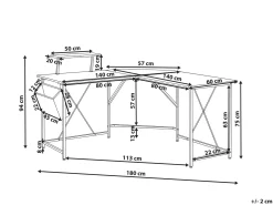 Hjørneskrivebord TACONY Sort 180 cm 140 cm med opbevaring