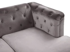 Hjørnesofa 3 personers FLEN Velour Grå Venstrevendt