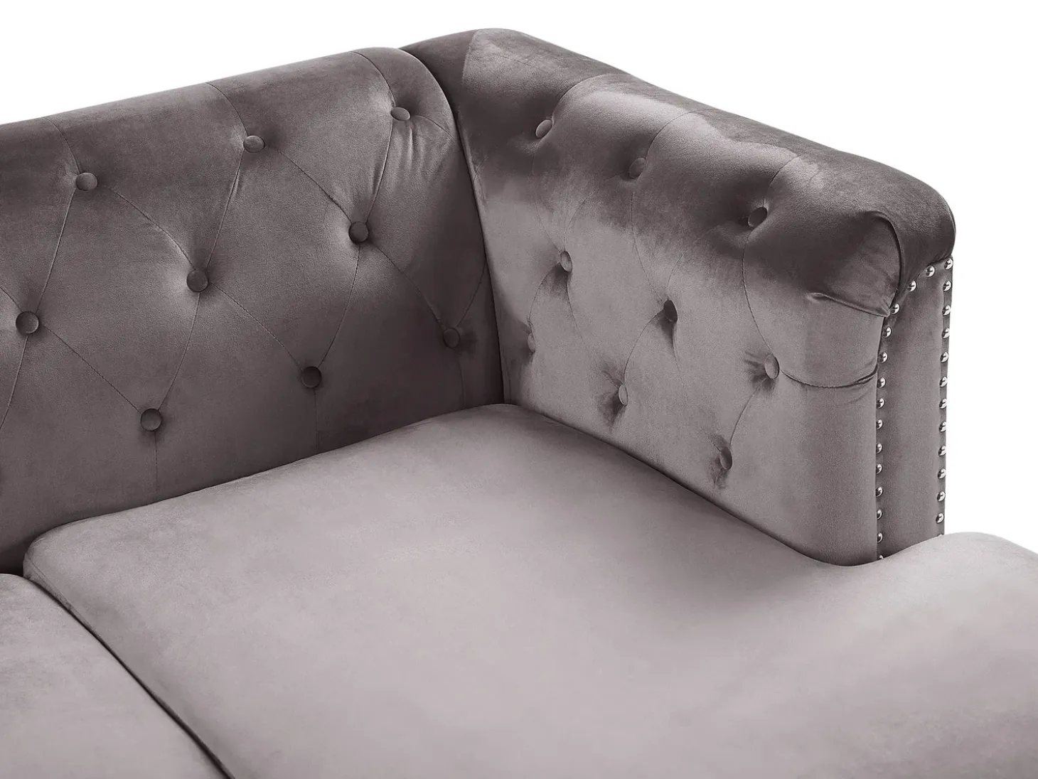Hjørnesofa 3 personers FLEN Velour Grå Venstrevendt