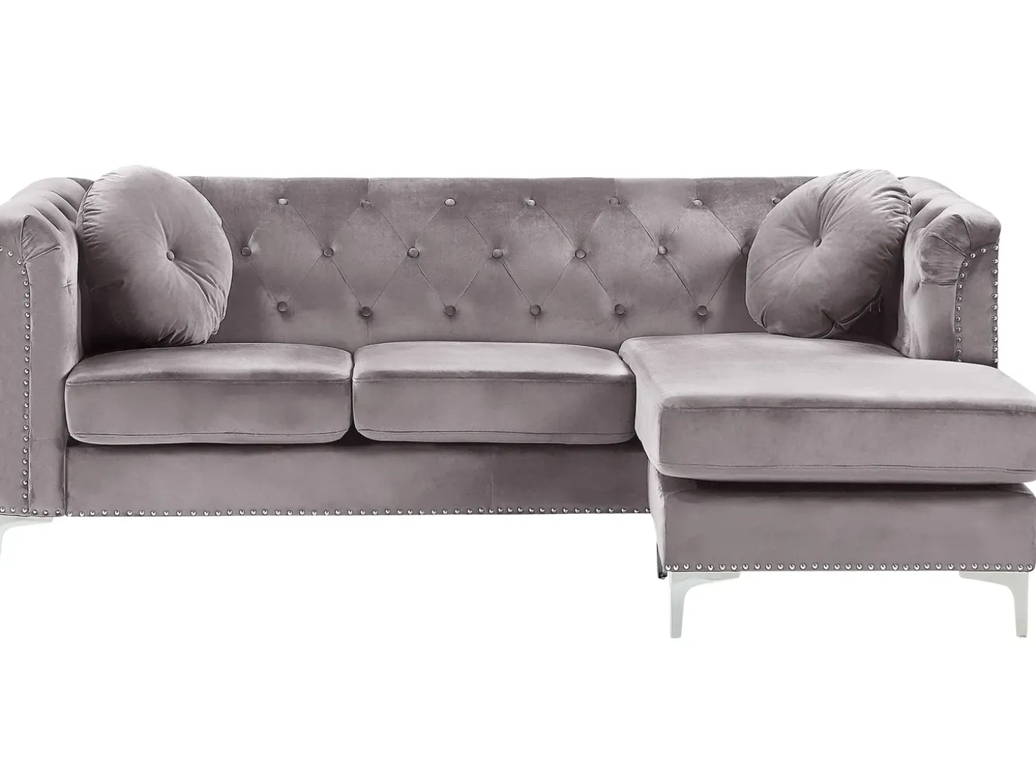 Hjørnesofa 3 personers FLEN Velour Grå Venstrevendt