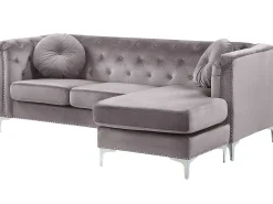 Hjørnesofa 3 personers FLEN Velour Grå Venstrevendt