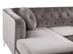 Hjørnesofa 3 personers FLEN Velour Grå Højrevendt