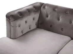 Hjørnesofa 3 personers FLEN Velour Grå Højrevendt