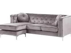 Hjørnesofa 3 personers FLEN Velour Grå Højrevendt