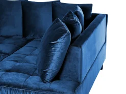 Hjørnesofa 3 personers GRENA Velour Navy Blå Venstrevendt