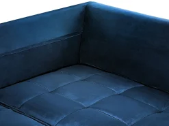 Hjørnesofa 3 personers GRENA Velour Navy Blå Venstrevendt