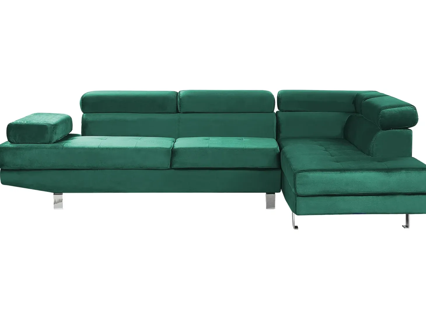 Hjørnesofa 5 personers NORREA Velour Smaragdgrøn Venstrevendt
