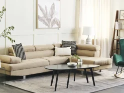 Hjørnesofa 5 personers NORREA Lys Beige Venstrevendt