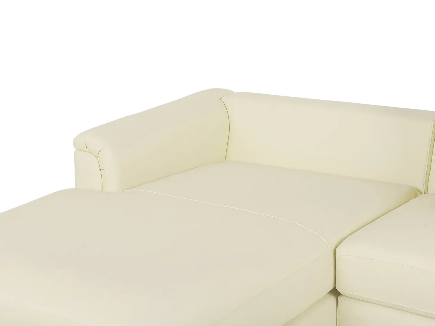 Hjørnesofa 5 personers OSLO Ægte læder Lys Beige med fodskammel Højrevendt