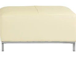 Hjørnesofa 5 personers OSLO Ægte læder Lys Beige med fodskammel Højrevendt