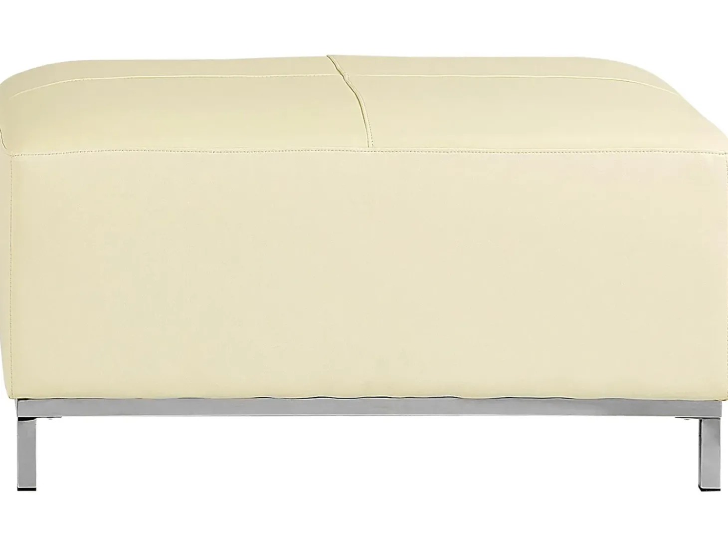 Hjørnesofa 5 personers OSLO Ægte læder Lys Beige med fodskammel Højrevendt