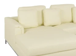 Hjørnesofa 4 personers OSLO Ægte læder Lys Beige Højrevendt