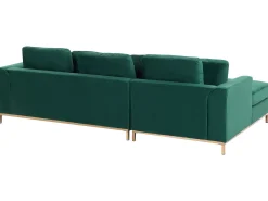 Hjørnesofa 4 personers OSLO Velour Mørkegrøn Venstrevendt