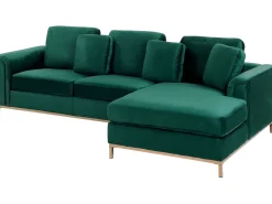 Hjørnesofa 4 personers OSLO Velour Mørkegrøn Venstrevendt
