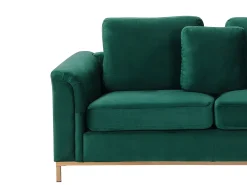 Hjørnesofa 4 personers OSLO Velour Mørkegrøn Venstrevendt