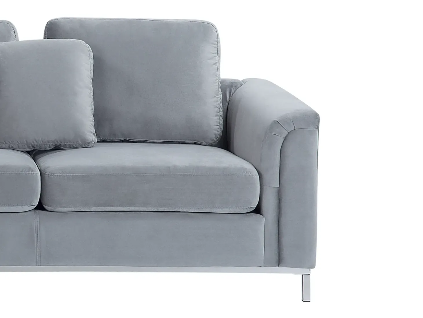 Hjørnesofa 4 personers OSLO Velour Grå Højrevendt