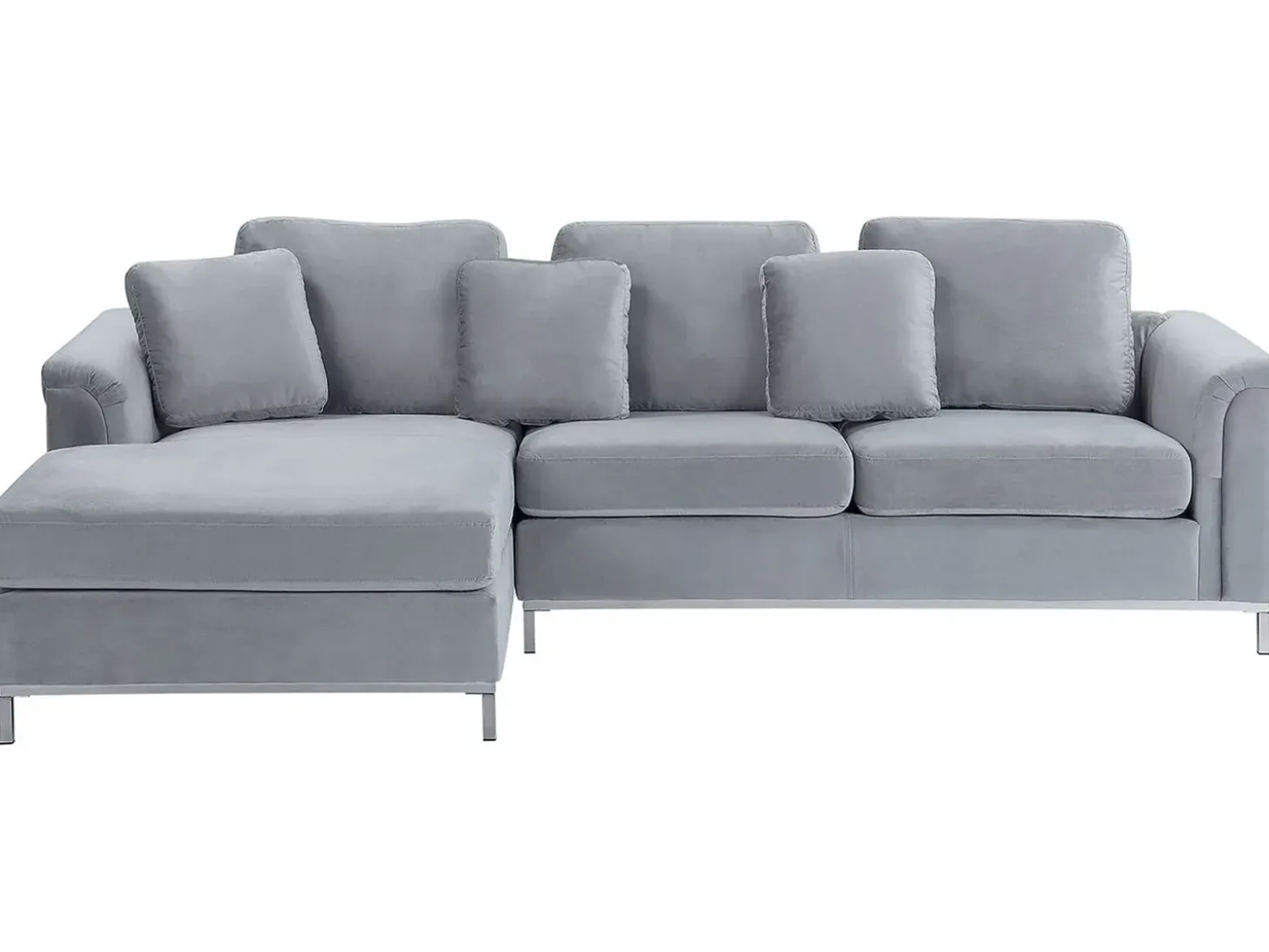 Hjørnesofa 4 personers OSLO Velour Grå Højrevendt