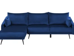 Hjørnesofa 3 personers VARDE Velour Navy Blå Højrevendt