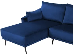 Hjørnesofa 3 personers VARDE Velour Navy Blå Højrevendt