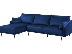 Hjørnesofa 3 personers VARDE Velour Navy Blå Højrevendt