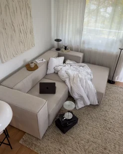 Hjørnesofa 2 personers VERNON Lys Beige Venstrevendt
