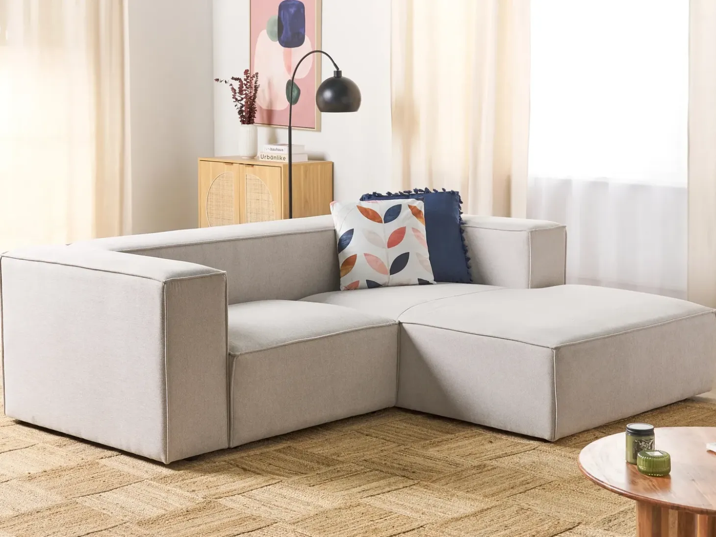 Hjørnesofa 2 personers VERNON Lys Beige Venstrevendt