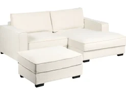 Hjørnesofa KOLDING Boucle Lys Beige med fodskammel Venstrevendt