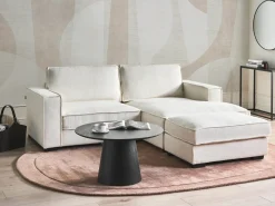 Hjørnesofa KOLDING Boucle Lys Beige med fodskammel Venstrevendt