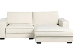 Hjørnesofa KOLDING Boucle Lys Beige med fodskammel Venstrevendt