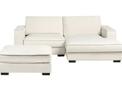 Hjørnesofa KOLDING Boucle Lys Beige med fodskammel Venstrevendt