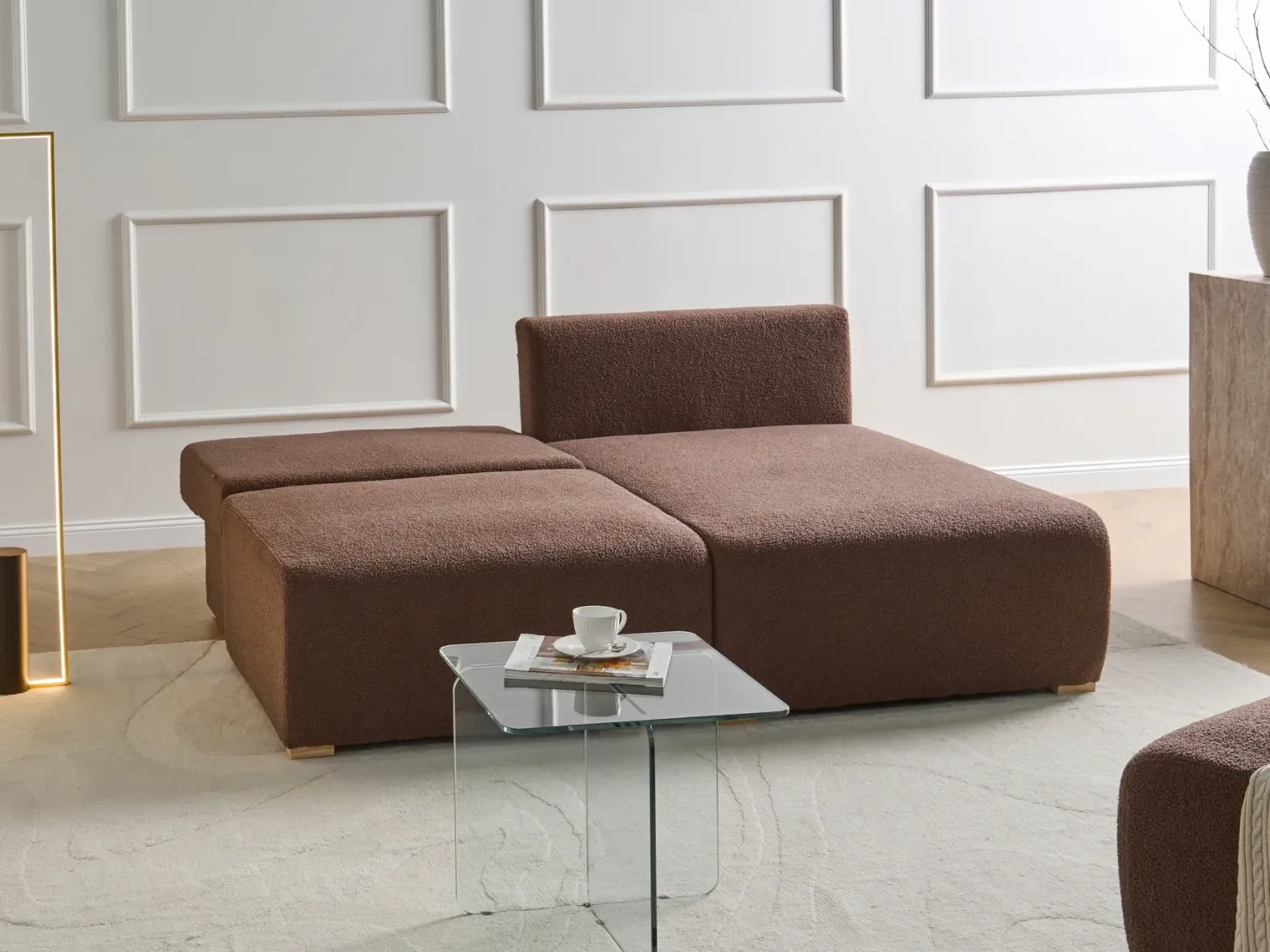 Hjørnesofa modul NERBO Boucle Brun Venstrevendt