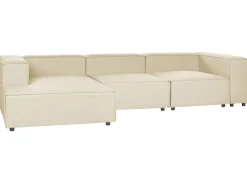Hjørnesofa modul 3 personers APRICA Kunstlinned Beige Højrevendt