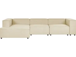 Hjørnesofa modul 3 personers APRICA Kunstlinned Beige Højrevendt